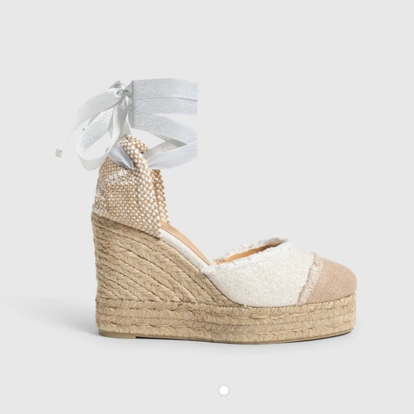 Castaner White and Tan Espadrille Wedges - Picture 1 of 6